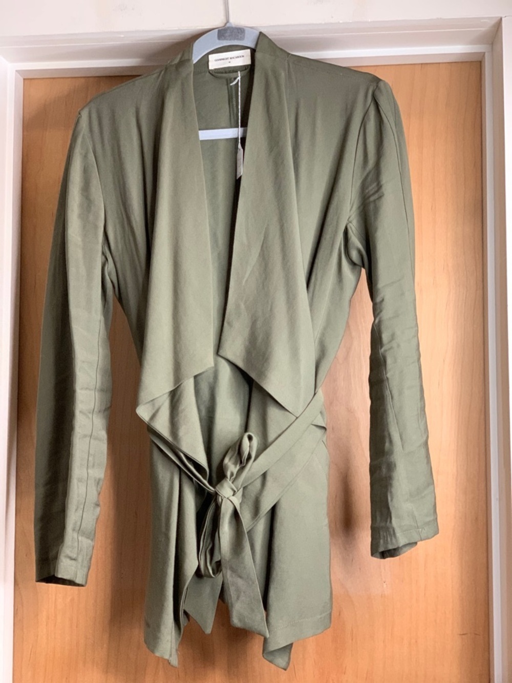 Goodnight Macaroon Olive Jacket With Tie Waist Size-Medium Soft Power Dressing - Picture 5 of 5